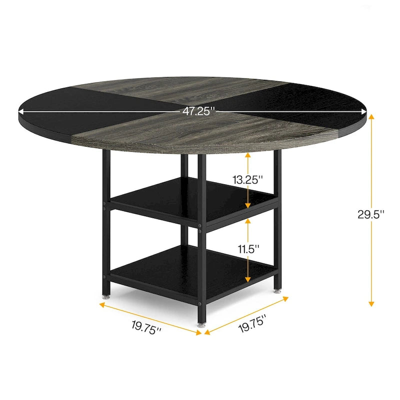 Table de cuisine Table à manger Étagère de rangement Pieds en métal Plateau en bois