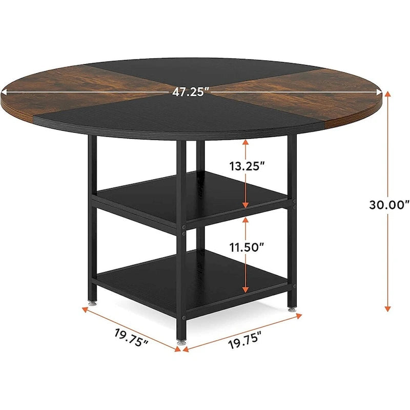 Table de cuisine Table à manger Étagère de rangement Pieds en métal Plateau en bois