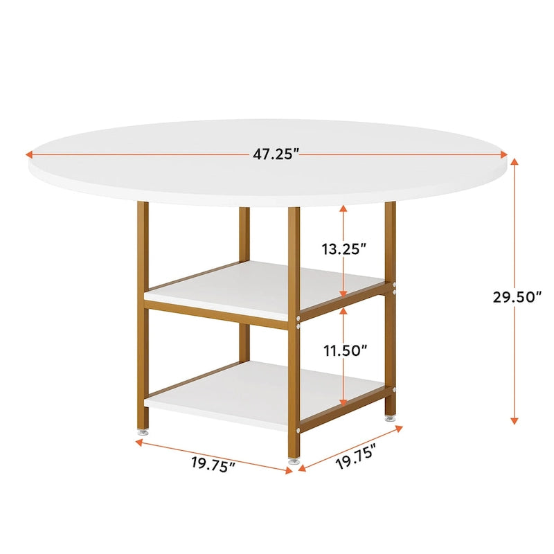 Table de cuisine Table à manger Étagère de rangement Pieds en métal Plateau en bois