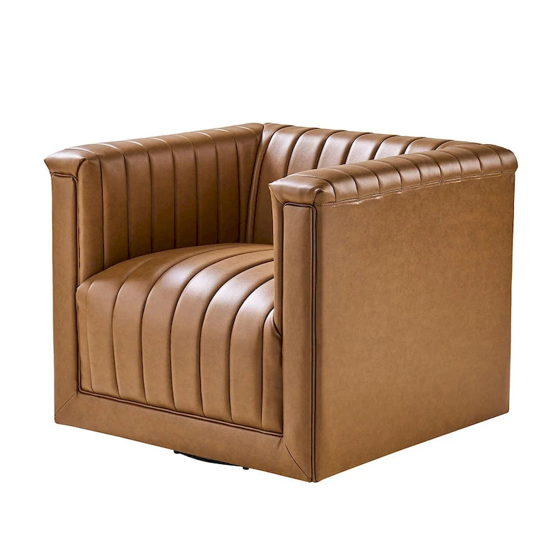 Fauteuil pivotant moderne en cuir tapissé