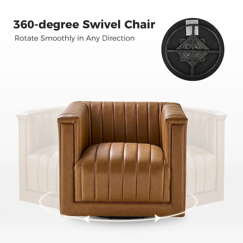 Fauteuil pivotant moderne en cuir tapissé