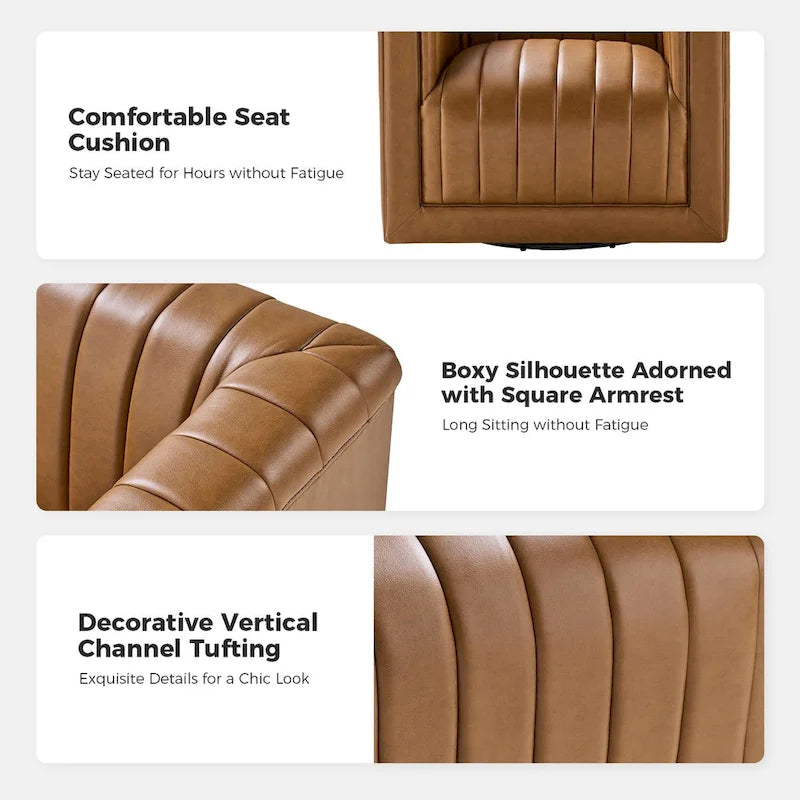 Fauteuil pivotant moderne en cuir tapissé