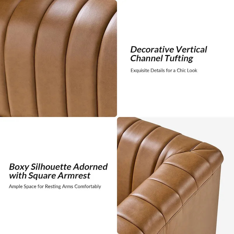 Fauteuil pivotant moderne en cuir tapissé