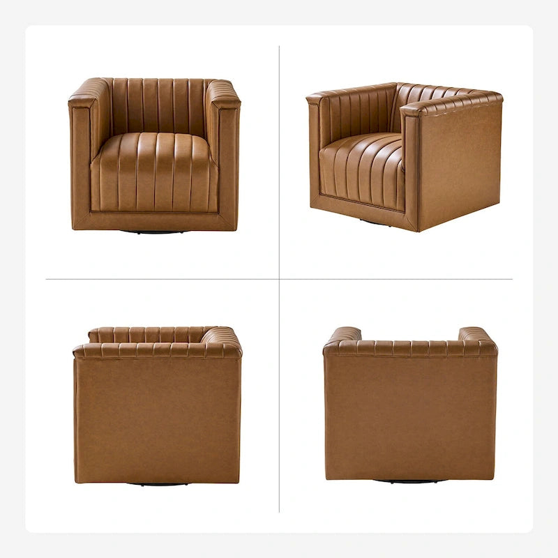 Fauteuil pivotant moderne en cuir tapissé