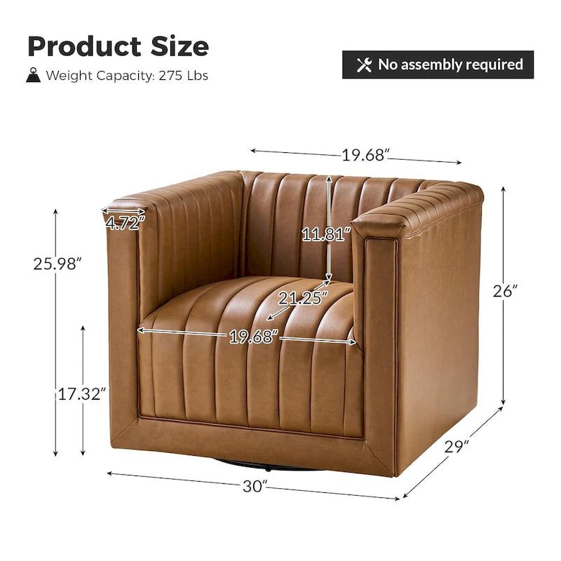 Fauteuil pivotant moderne en cuir tapissé
