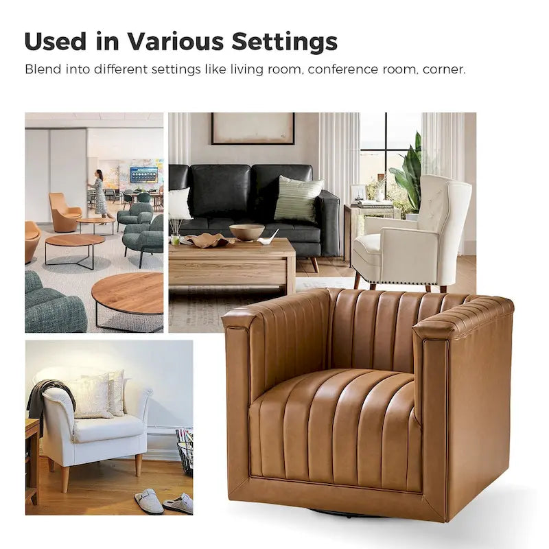 Fauteuil pivotant moderne en cuir tapissé