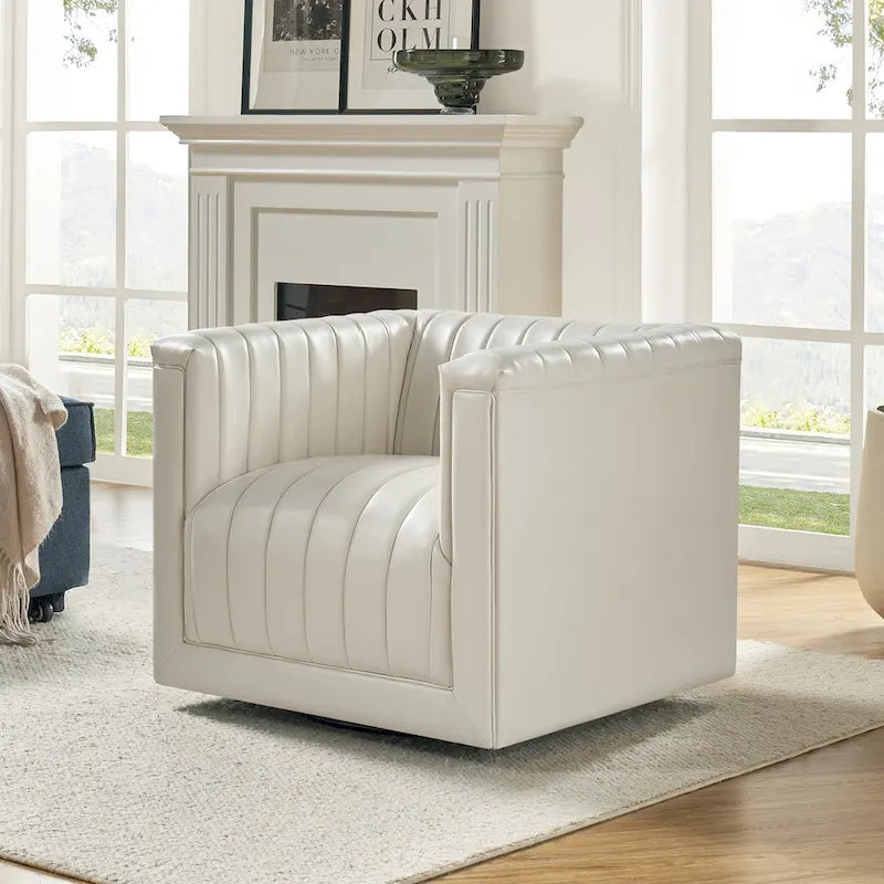 Fauteuil pivotant moderne en cuir tapissé