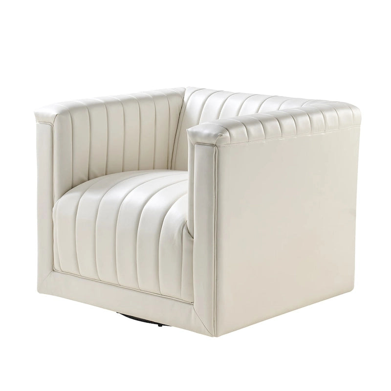 Fauteuil pivotant moderne en cuir tapissé