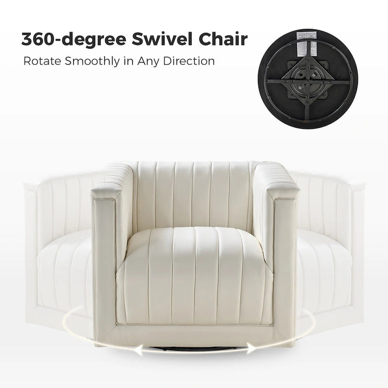 Fauteuil pivotant moderne en cuir tapissé