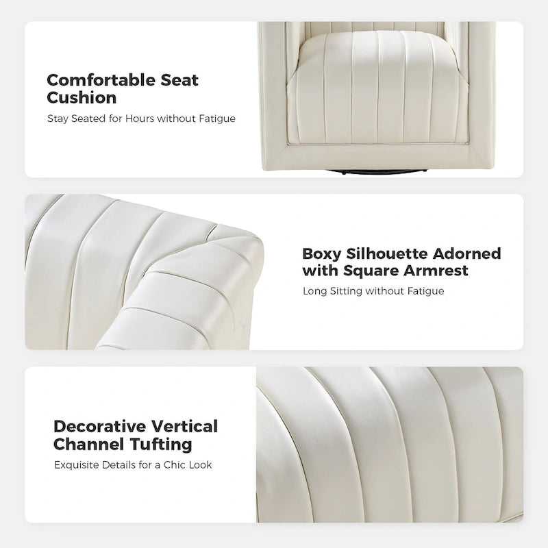 Fauteuil pivotant moderne en cuir tapissé