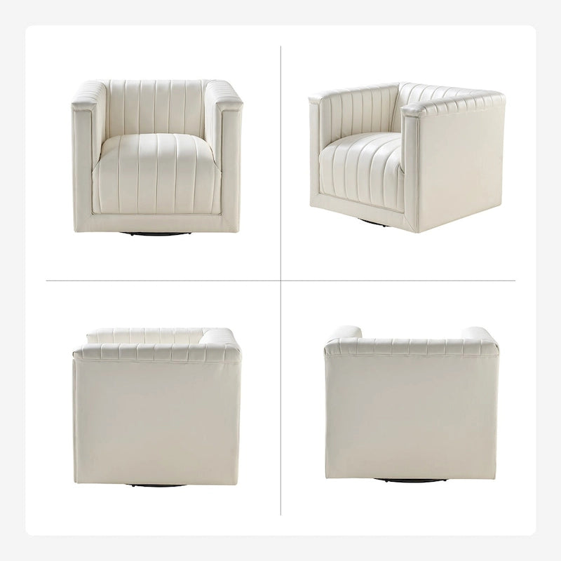 Fauteuil pivotant moderne en cuir tapissé