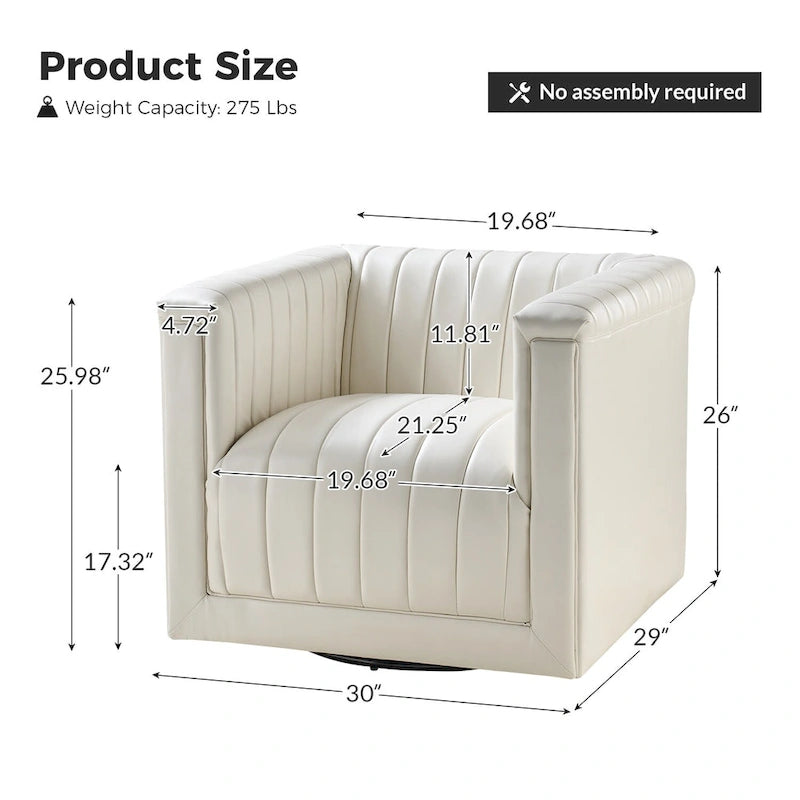 Fauteuil pivotant moderne en cuir tapissé