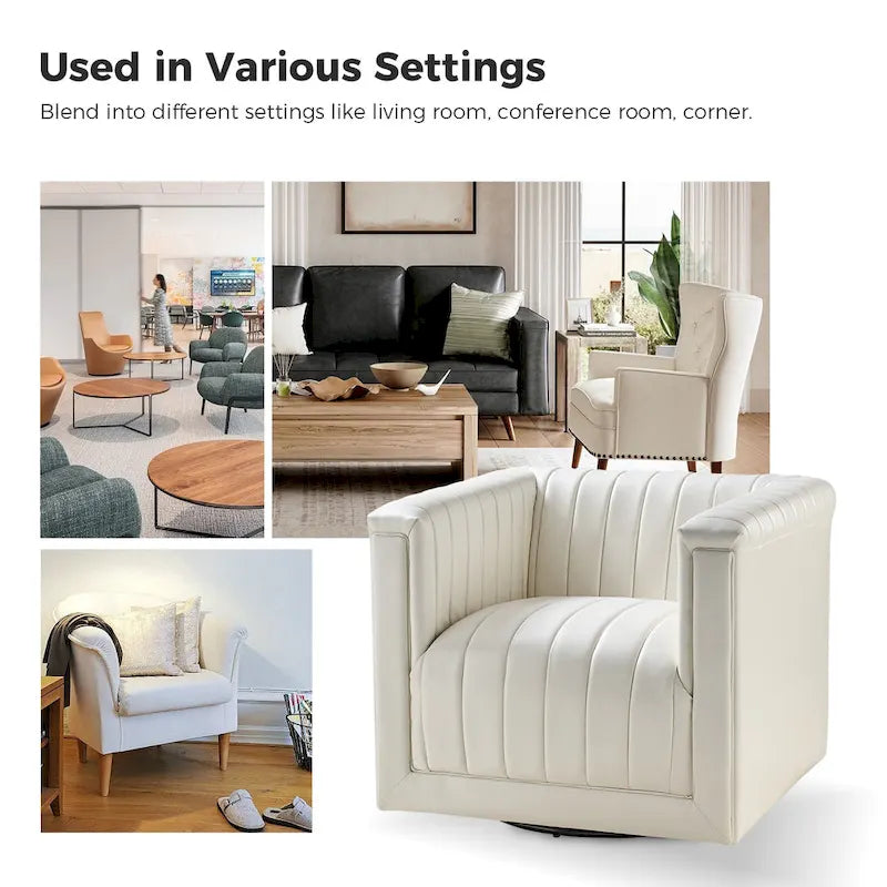 Fauteuil pivotant moderne en cuir tapissé