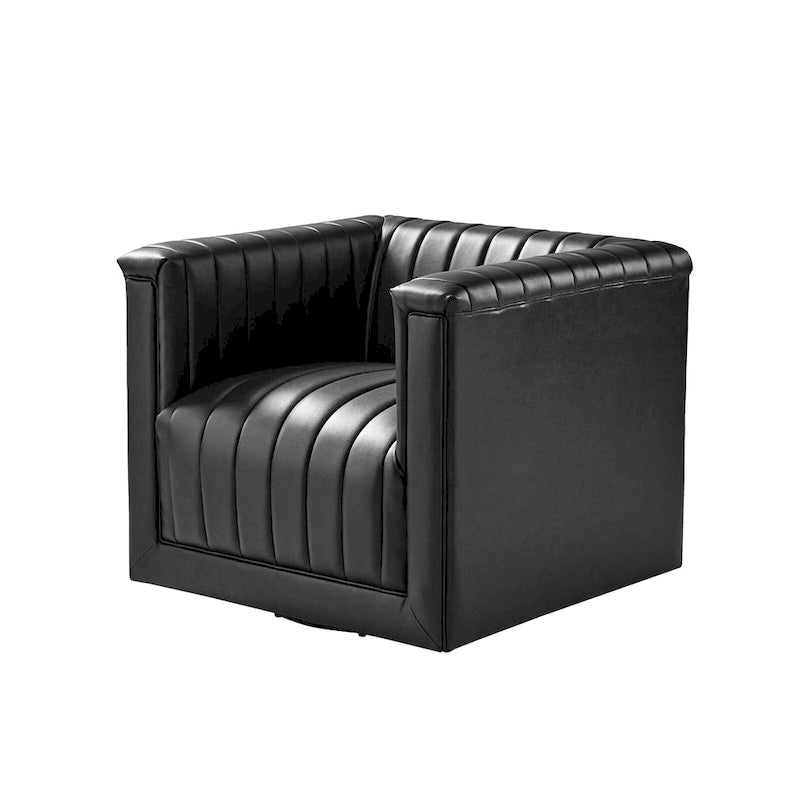 Fauteuil pivotant moderne en cuir tapissé