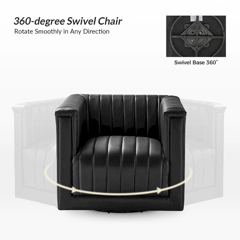 Fauteuil pivotant moderne en cuir tapissé