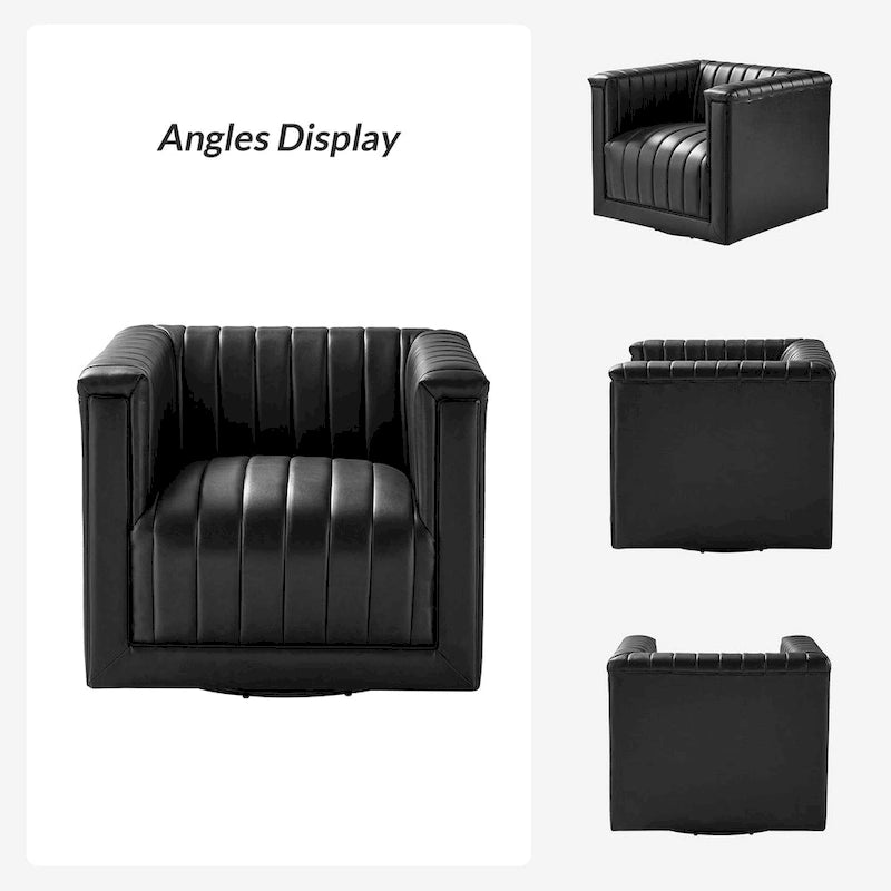 Fauteuil pivotant moderne en cuir tapissé