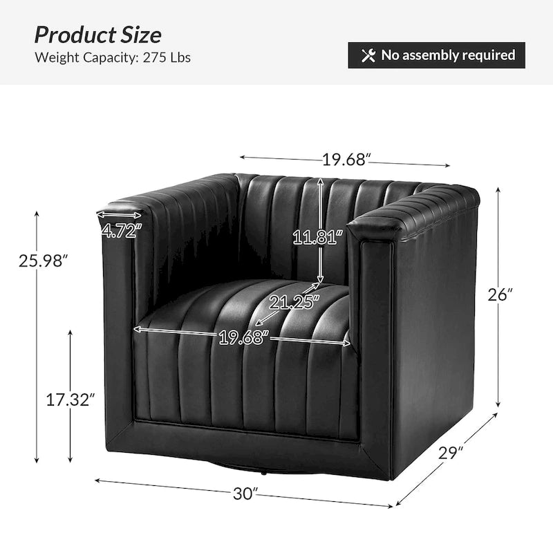 Fauteuil pivotant moderne en cuir tapissé