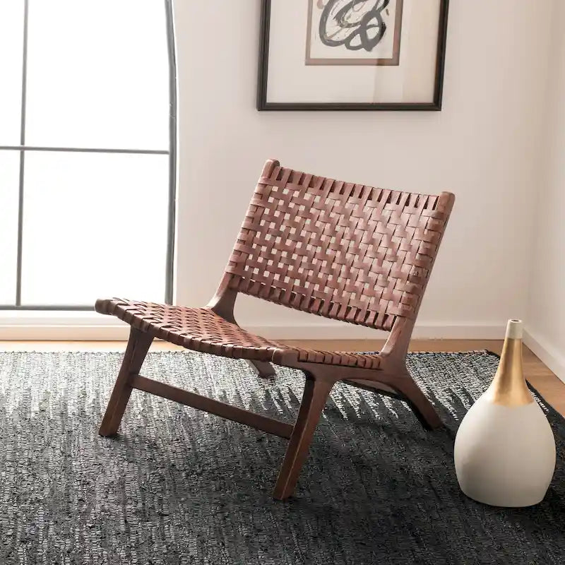Fauteuil d'appoint en cuir tressé