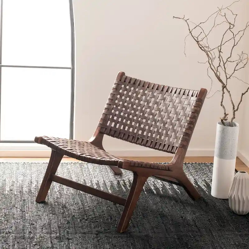 Fauteuil d'appoint en cuir tressé
