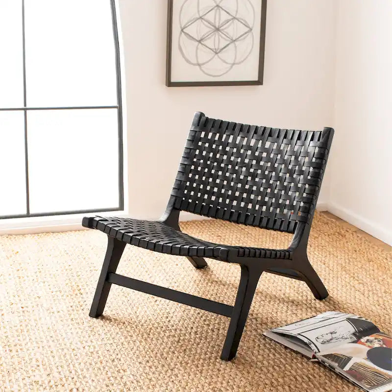 Fauteuil d'appoint en cuir tressé