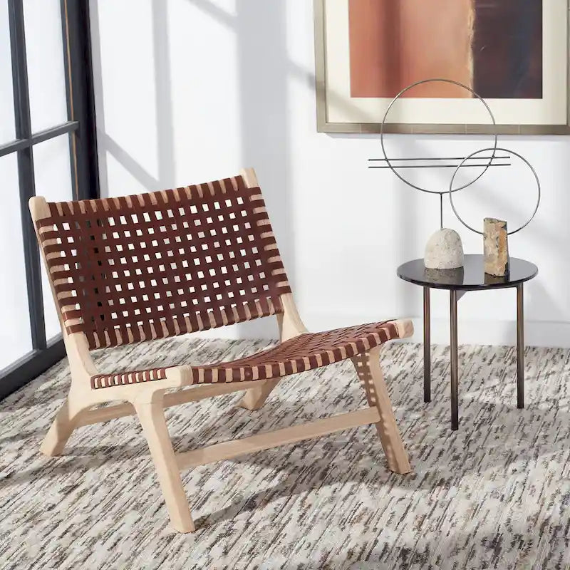 Fauteuil d'appoint en cuir tressé