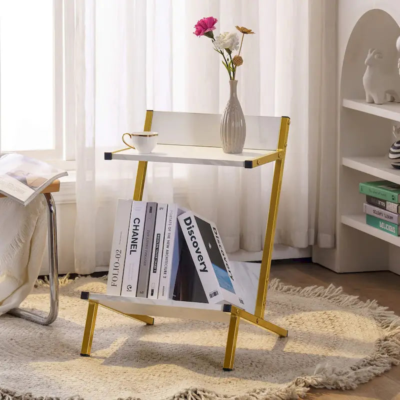 Petite Table d'appoint avec Rangement, Table de Chevet Moderne et Simple