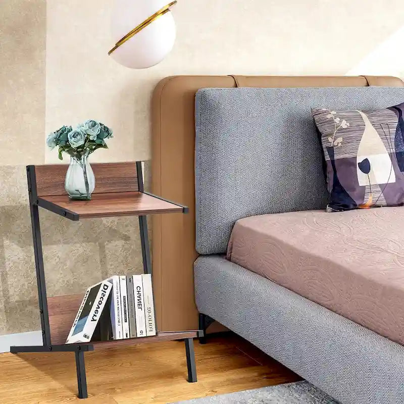 Petite Table d'appoint avec Rangement, Table de Chevet Moderne et Simple