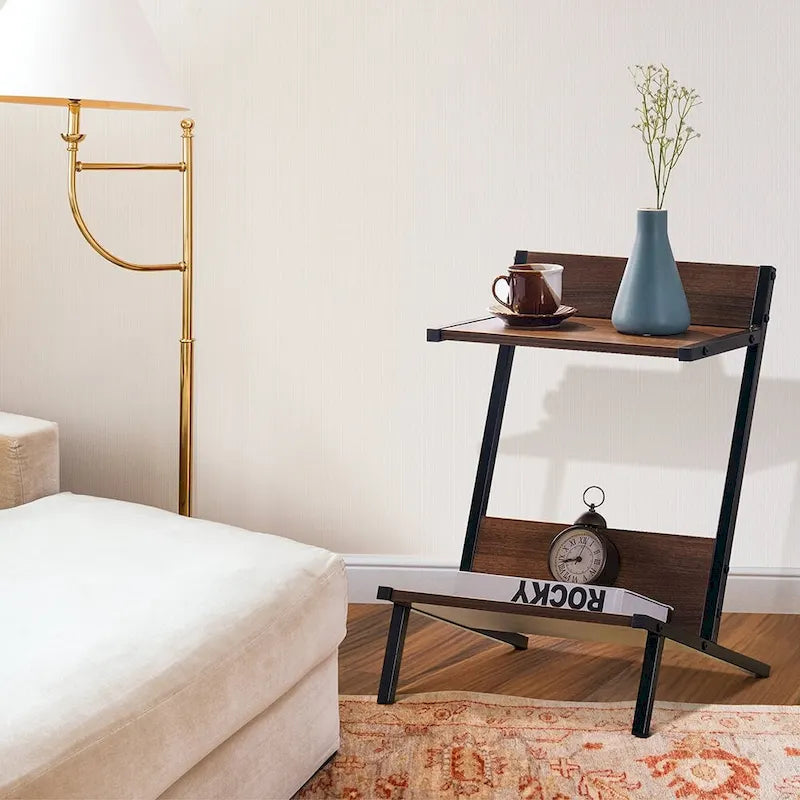 Petite Table d'appoint avec Rangement, Table de Chevet Moderne et Simple