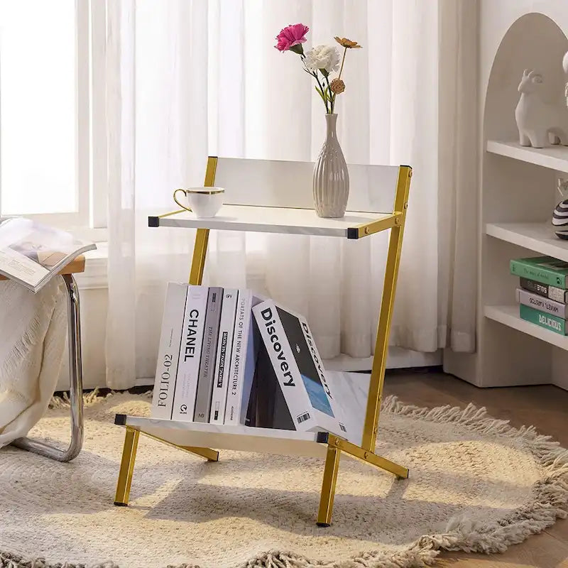 Petite Table d'appoint avec Rangement, Table de Chevet Moderne et Simple