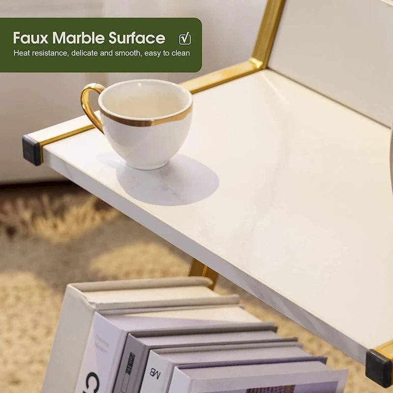 Petite Table d'appoint avec Rangement, Table de Chevet Moderne et Simple