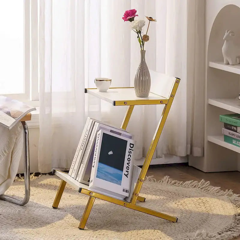 Petite Table d'appoint avec Rangement, Table de Chevet Moderne et Simple