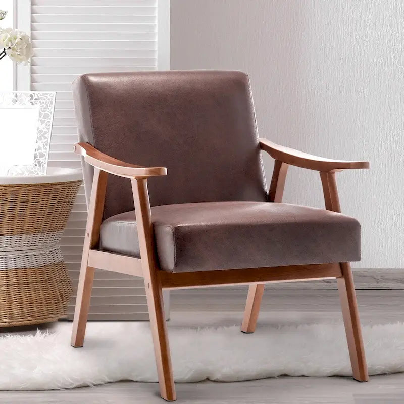 Fauteuil d'appoint à dossier extra-épais avec cadre en bois massif