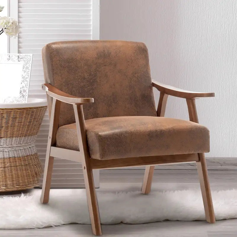 Fauteuil d'appoint à dossier extra-épais avec cadre en bois massif
