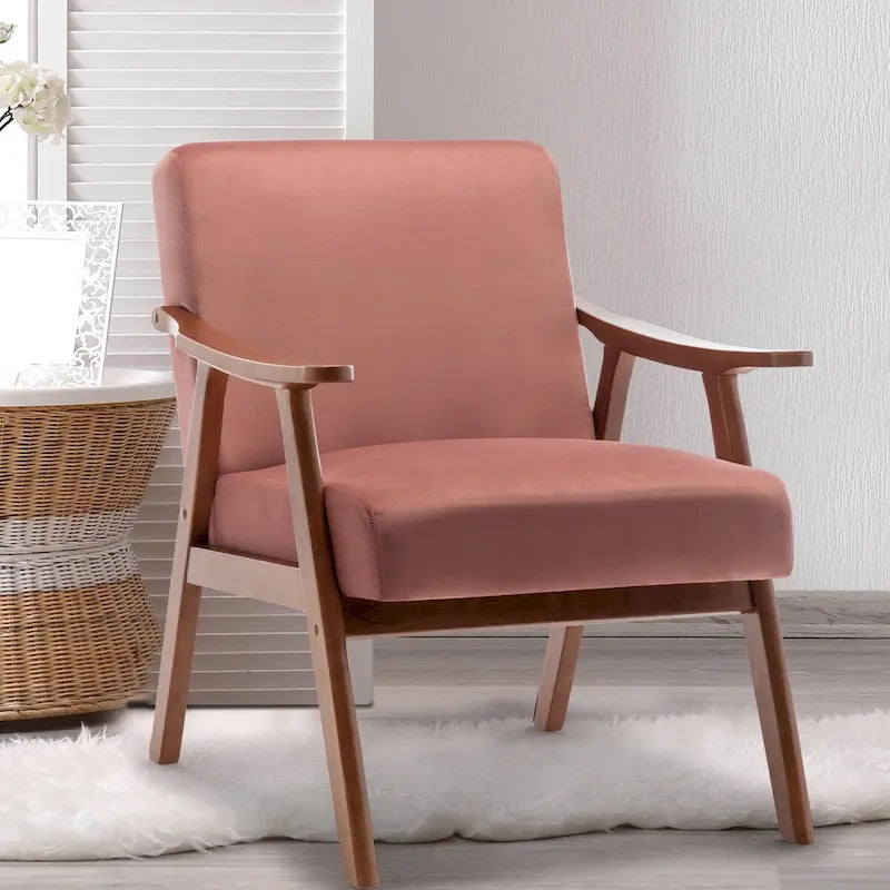 Fauteuil d'appoint à dossier extra-épais avec cadre en bois massif