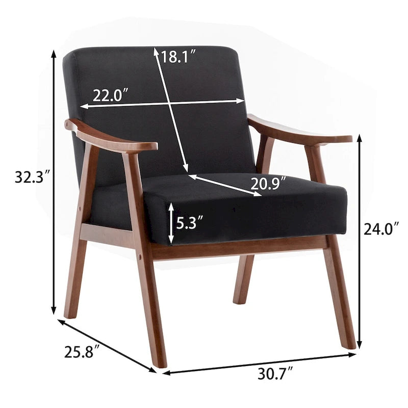 Fauteuil d'appoint à dossier extra-épais avec cadre en bois massif