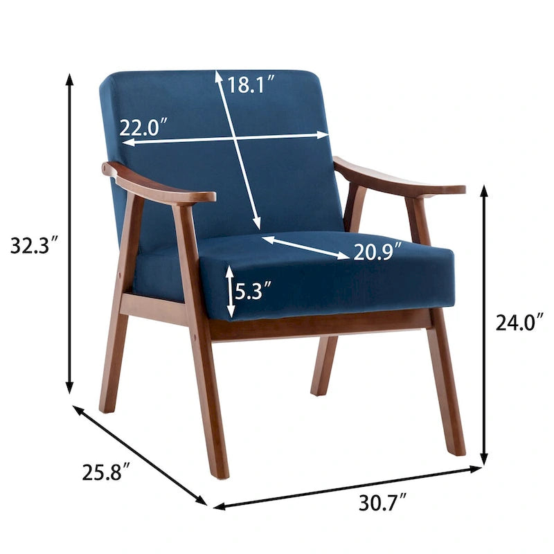 Fauteuil d'appoint à dossier extra-épais avec cadre en bois massif