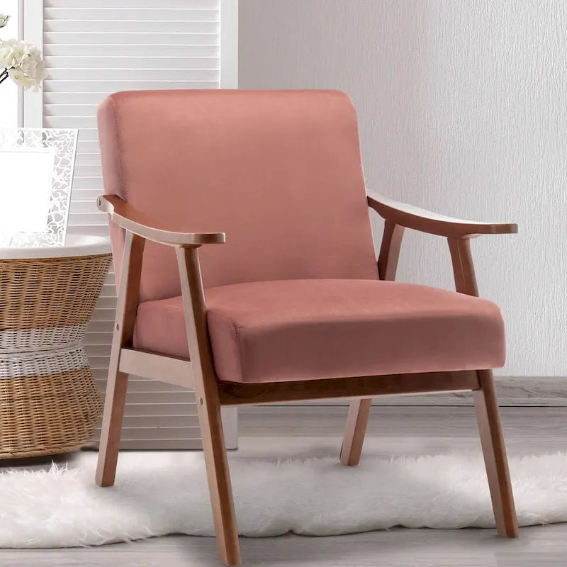 Fauteuil d'appoint à dossier extra-épais avec cadre en bois massif