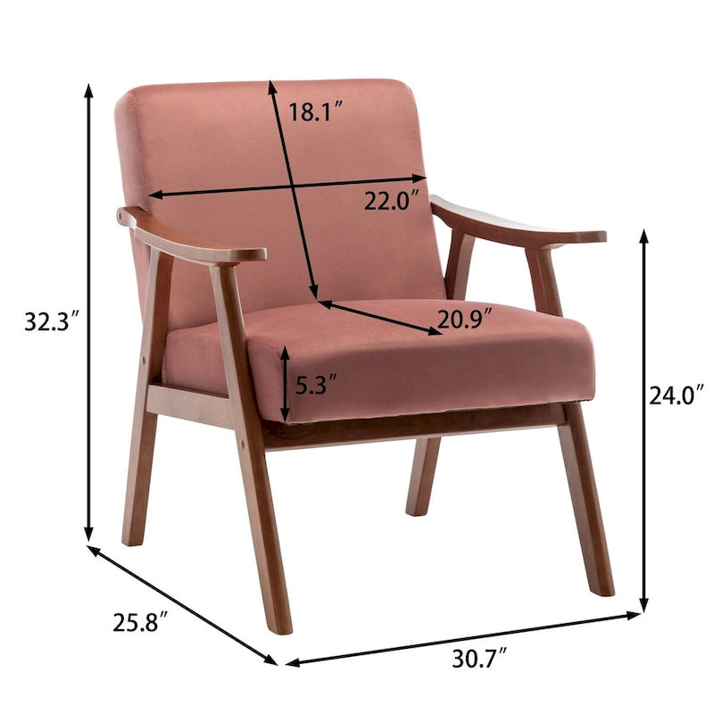 Fauteuil d'appoint à dossier extra-épais avec cadre en bois massif