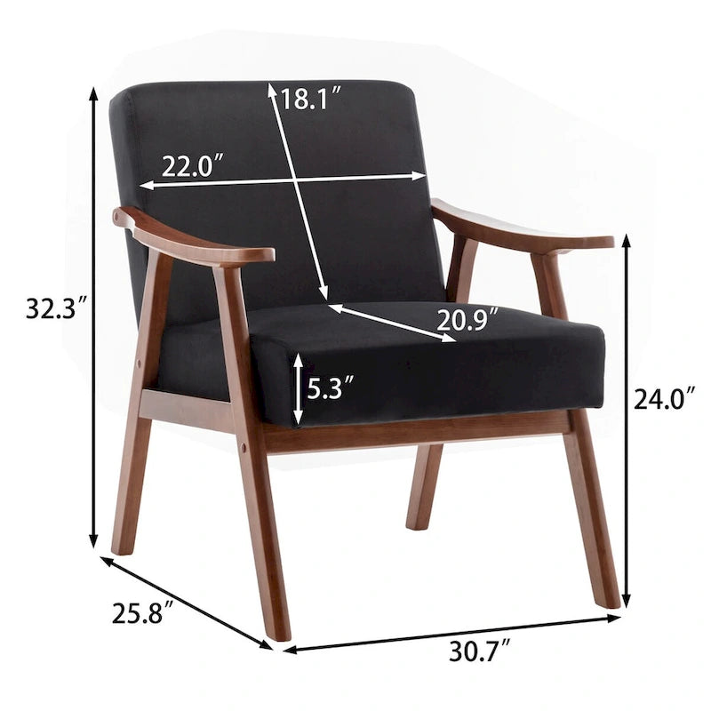 Fauteuil d'appoint à dossier extra-épais avec cadre en bois massif