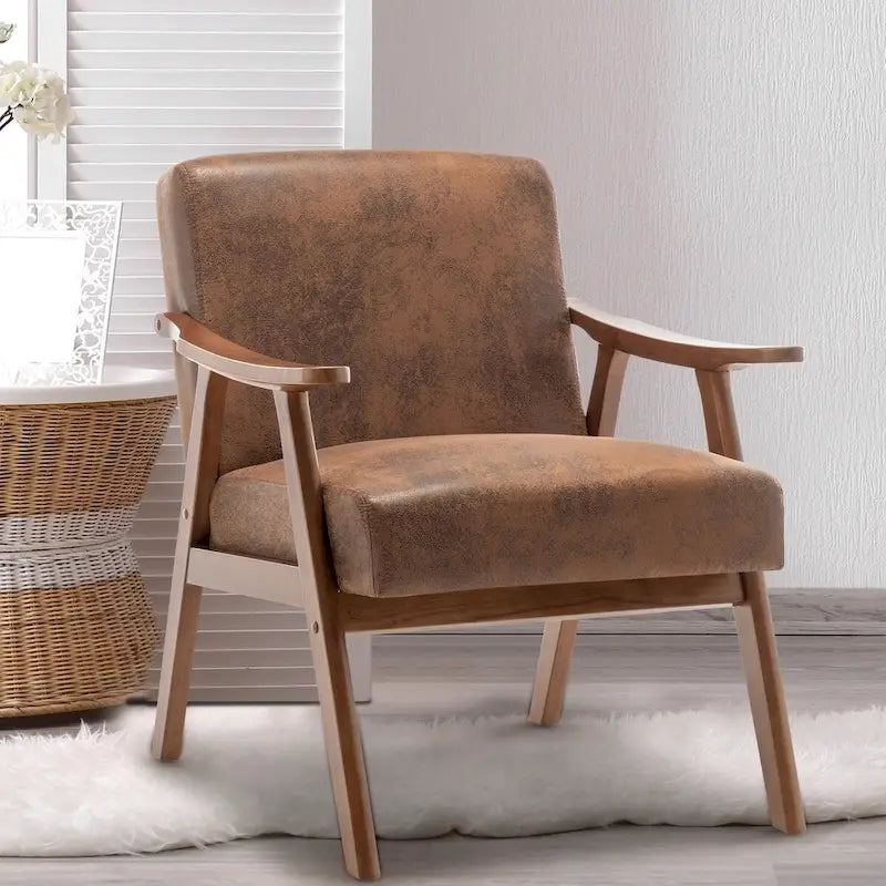 Fauteuil d'appoint à dossier extra-épais avec cadre en bois massif