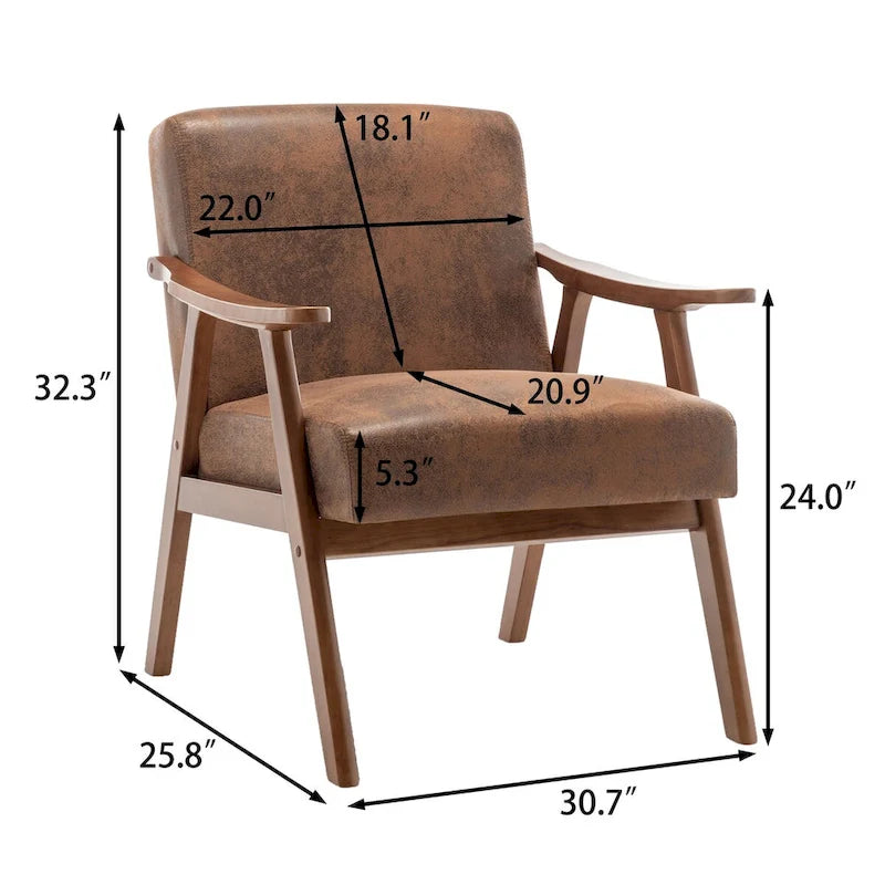 Fauteuil d'appoint à dossier extra-épais avec cadre en bois massif