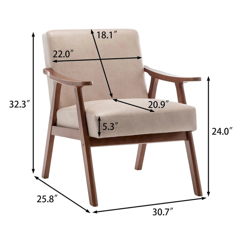 Fauteuil d'appoint à dossier extra-épais avec cadre en bois massif
