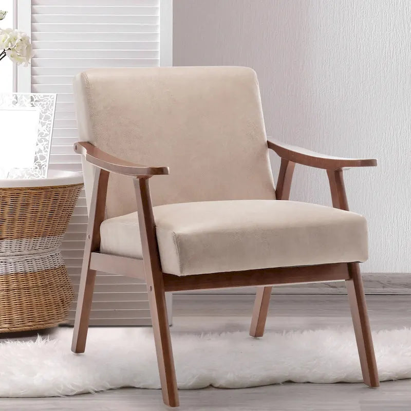 Fauteuil d'appoint à dossier extra-épais avec cadre en bois massif