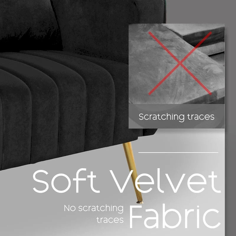 Fauteuil d'appoint en velours avec accoudoirs et dossier à oreilles