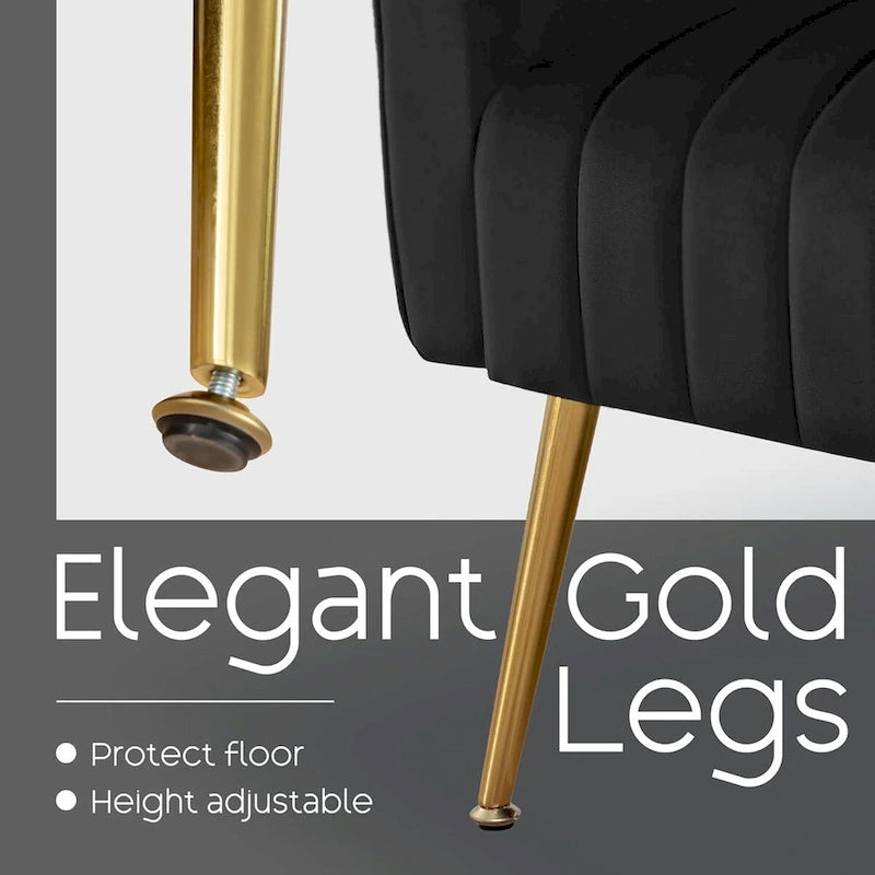 Fauteuil d'appoint en velours avec accoudoirs et dossier à oreilles