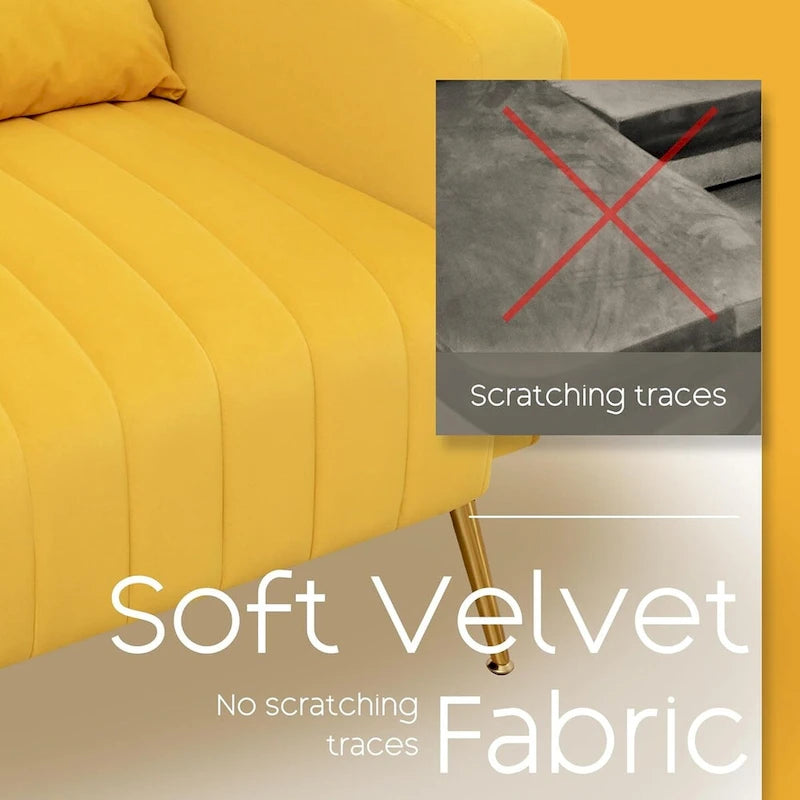 Fauteuil d'appoint en velours avec accoudoirs et dossier à oreilles