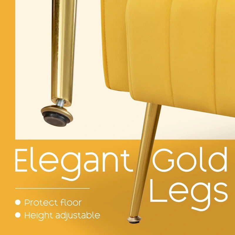 Fauteuil d'appoint en velours avec accoudoirs et dossier à oreilles