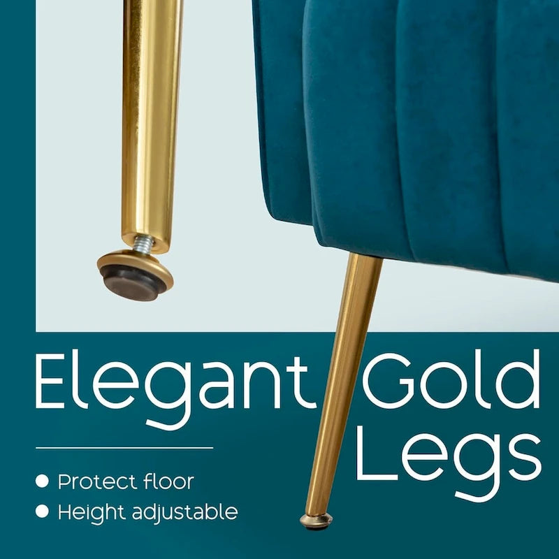 Fauteuil d'appoint en velours avec accoudoirs et dossier à oreilles