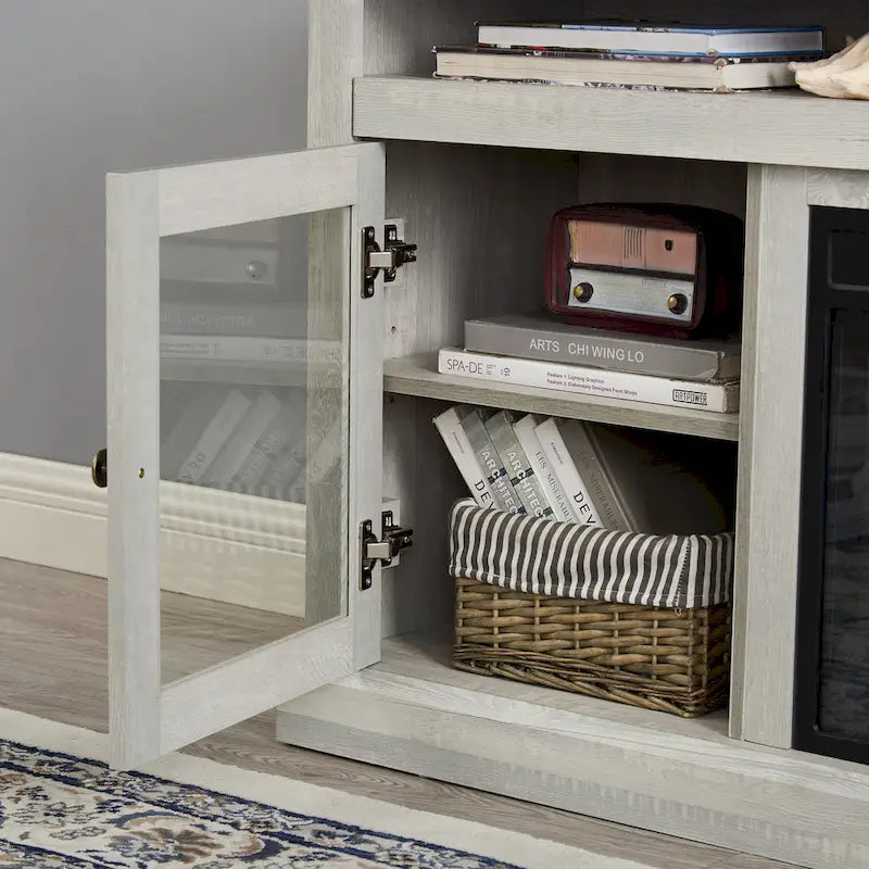 Meuble TV avec cheminée encastrée