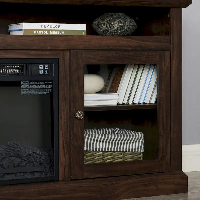 Meuble TV avec cheminée encastrée